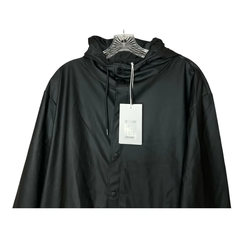 Rains Button Down Hooded Rain Black Jacket Unisex M/L